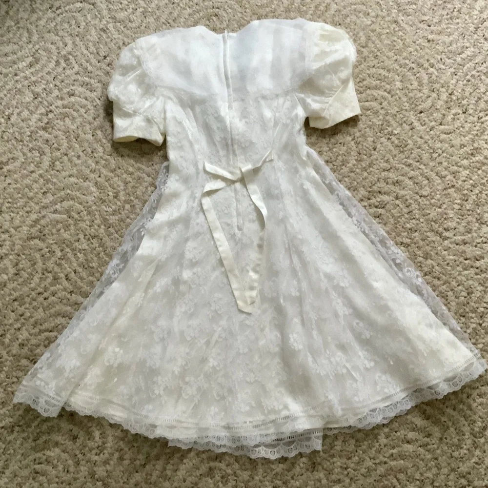 Vintage Jessica McClintock White Lace Dress - Sailor Collar Sz 7
